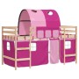 Cama alta para niños con túnel madera pino rosa 90x190 cm