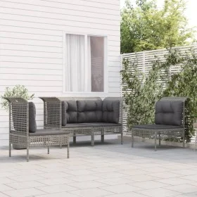 4-piece garden furniture set and gray synthetic rattan cushions by vidaXL, Garden sets - Ref: Foro24-3187484, Price: 242,50 €...