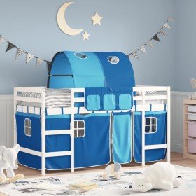 Cama alta para niños con túnel madera pino azul 90x190 cm en Camas y somieres | Comprar online en Foro24