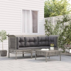 4-teiliges Gartenmöbel-Set und Kissen synthetisches Rattangrau von vidaXL, Gartensets - Ref: Foro24-3187475, Preis: 227,26 €,...