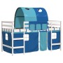 Cama alta para niños con túnel madera pino azul 90x190 cm