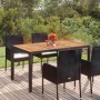 Mesa de jardín superficie de madera ratán PE negro 150x90x75 cm de vidaXL, Mesas de jardín - Ref: Foro24-319901, Precio: 169,...