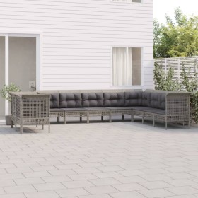 10-piece garden furniture set and gray synthetic rattan cushions by vidaXL, Garden sets - Ref: Foro24-3187535, Price: 654,45 ...