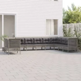 10-piece garden furniture set and gray synthetic rattan cushions by vidaXL, Garden sets - Ref: Foro24-3187535, Price: 635,26 ...