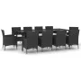Set de comedor jardín 11 pzas con cojines ratán sintético negro de vidaXL, Conjuntos de jardín - Ref: Foro24-3187323, Precio:...