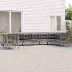 Garden furniture set 9 pieces and gray synthetic rattan cushions by vidaXL, Garden sets - Ref: Foro24-3187547, Price: 564,68 ...