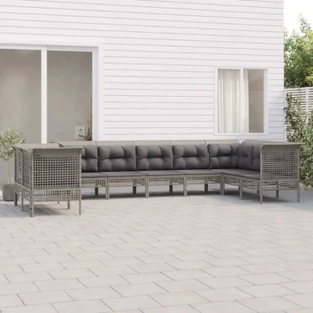 Garden furniture set 9 pieces and gray synthetic rattan cushions by vidaXL, Garden sets - Ref: Foro24-3187547, Price: 564,68 ...