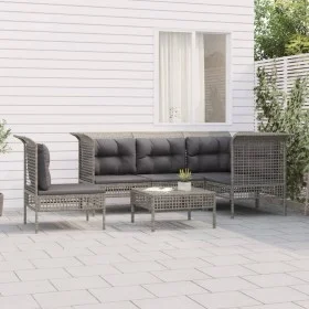 6-piece garden furniture set and gray synthetic rattan cushions by vidaXL, Garden sets - Ref: Foro24-3187523, Price: 378,33 €...