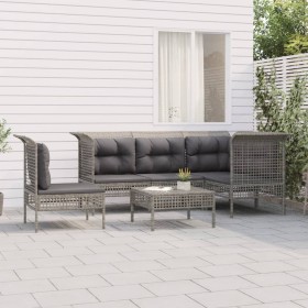 6-teiliges Gartenmöbel-Set und graue synthetische Rattankissen von vidaXL, Gartensets - Ref: Foro24-3187523, Preis: 383,93 €,...