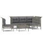 Set de muebles de jardín 6 pzas y cojines ratán sintético gris