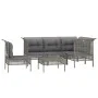 6-teiliges Gartenmöbel-Set und graue synthetische Rattankissen von vidaXL, Gartensets - Ref: Foro24-3187523, Preis: 378,33 €,...