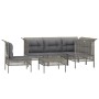6-teiliges Gartenmöbel-Set und graue synthetische Rattankissen von vidaXL, Gartensets - Ref: Foro24-3187523, Preis: 383,93 €,...