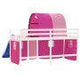 Cama alta para niños con túnel madera pino rosa 90x190 cm