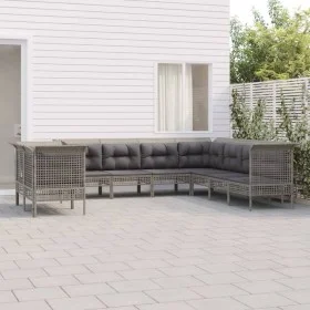 9-piece garden furniture set and gray synthetic rattan cushions by vidaXL, Garden sets - Ref: Foro24-3187534, Price: 564,68 €...