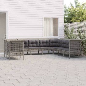 9-teiliges Gartenmöbel-Set und graue synthetische Rattankissen von vidaXL, Gartensets - Ref: Foro24-3187534, Preis: 608,62 €,...