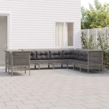 9-teiliges Gartenmöbel-Set und graue synthetische Rattankissen von vidaXL, Gartensets - Ref: Foro24-3187534, Preis: 564,68 €,...