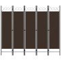 Biombo divisor de 5 paneles marrón 200x180 cm