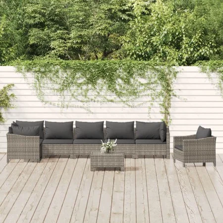 8-piece garden furniture set and gray synthetic rattan cushions by vidaXL, Garden sets - Ref: Foro24-3187285, Price: 673,28 €...