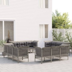 Gartenmöbel-Set, 12-teilig, graue synthetische Rattankissen von vidaXL, Gartensets - Ref: Foro24-3187483, Preis: 760,79 €, Ra...