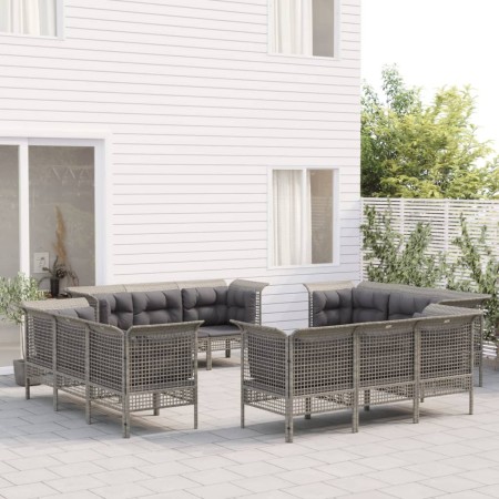 Gartenmöbel-Set, 12-teilig, graue synthetische Rattankissen von vidaXL, Gartensets - Ref: Foro24-3187483, Preis: 760,79 €, Ra...