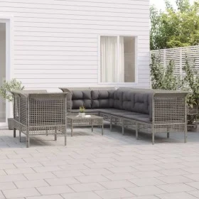 9-piece garden furniture set and gray synthetic rattan cushions by vidaXL, Garden sets - Ref: Foro24-3187543, Price: 490,33 €...