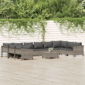 11-piece garden furniture set and gray synthetic rattan cushions by vidaXL, Garden sets - Ref: Foro24-3187307, Price: 828,39 ...