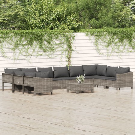 11-teiliges Gartenmöbel-Set und graue synthetische Rattankissen von vidaXL, Gartensets - Ref: Foro24-3187307, Preis: 828,39 €...