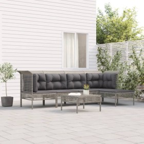 6-teiliges Gartenmöbel-Set und graue synthetische Rattankissen von vidaXL, Gartensets - Ref: Foro24-3187504, Preis: 283,26 €,...