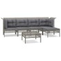 6-teiliges Gartenmöbel-Set und graue synthetische Rattankissen von vidaXL, Gartensets - Ref: Foro24-3187504, Preis: 285,89 €,...