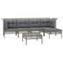 6-teiliges Gartenmöbel-Set und graue synthetische Rattankissen von vidaXL, Gartensets - Ref: Foro24-3187504, Preis: 285,89 €,...