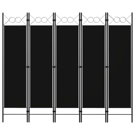 Biombo divisor de 5 paneles negro 200x180 cm