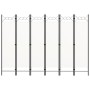 Biombo divisor de 6 paneles blanco 240x180 cm