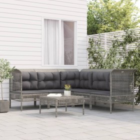 6-piece garden furniture set and gray synthetic rattan cushions by vidaXL, Garden sets - Ref: Foro24-3187514, Price: 383,93 €...