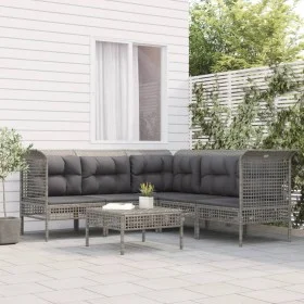 6-piece garden furniture set and gray synthetic rattan cushions by vidaXL, Garden sets - Ref: Foro24-3187514, Price: 378,33 €...
