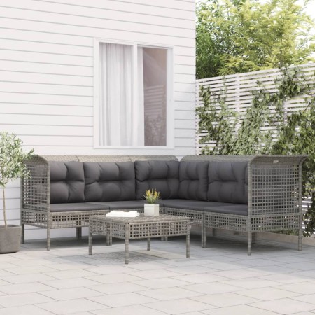 6-teiliges Gartenmöbel-Set und graue synthetische Rattankissen von vidaXL, Gartensets - Ref: Foro24-3187514, Preis: 383,93 €,...