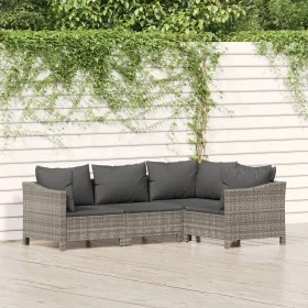 4-piece garden furniture set and gray synthetic rattan cushions by vidaXL, Garden sets - Ref: Foro24-3187272, Price: 314,04 €...