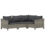4-teiliges Gartenmöbel-Set und graue synthetische Rattankissen von vidaXL, Gartensets - Ref: Foro24-3187272, Preis: 334,87 €,...
