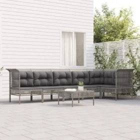 7-piece garden furniture set and gray synthetic rattan cushions by vidaXL, Garden sets - Ref: Foro24-3187510, Price: 371,76 €...