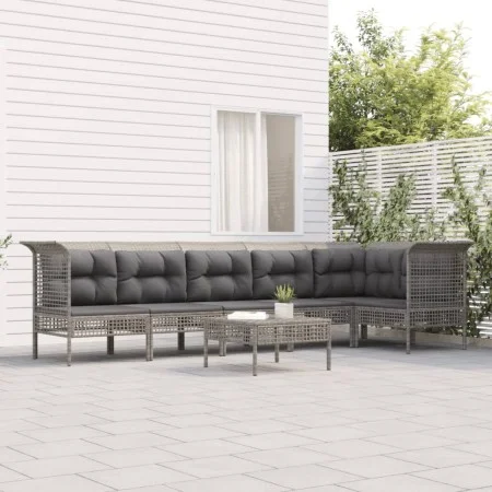 7-teiliges Gartenmöbel-Set und graue synthetische Rattankissen von vidaXL, Gartensets - Ref: Foro24-3187510, Preis: 389,57 €,...