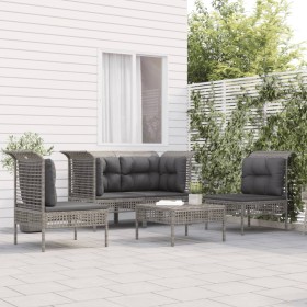 5-teiliges Gartenmöbel-Set und graue synthetische Rattankissen von vidaXL, Gartensets - Ref: Foro24-3187485, Preis: 283,89 €,...