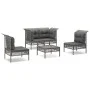 Set de muebles de jardín 5 pzas y cojines ratán sintético gris de vidaXL, Conjuntos de jardín - Ref: Foro24-3187485, Precio: ...