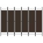 Biombo divisor de 6 paneles marrón 240x180 cm