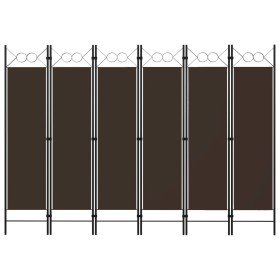Biombo divisor de 6 paneles marrón 240x180 cm