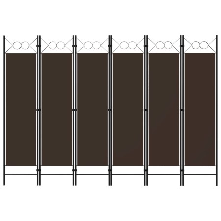 Biombo divisor de 6 paneles marrón 240x180 cm