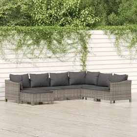 7-teiliges Gartenmöbel-Set und graue synthetische Rattankissen von vidaXL, Gartensets - Ref: Foro24-3187296, Preis: 550,36 €,...