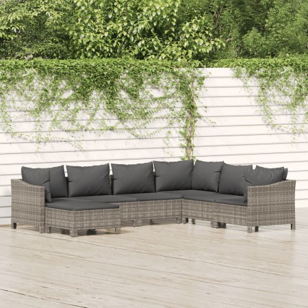 7-teiliges Gartenmöbel-Set und graue synthetische Rattankissen von vidaXL, Gartensets - Ref: Foro24-3187296, Preis: 523,18 €,...