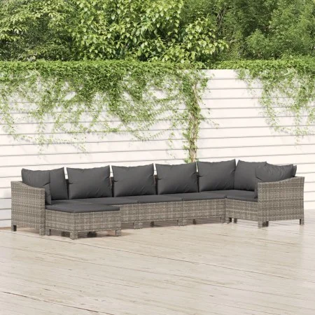 7-teiliges Gartenmöbel-Set und graue synthetische Rattankissen von vidaXL, Gartensets - Ref: Foro24-3187293, Preis: 550,32 €,...