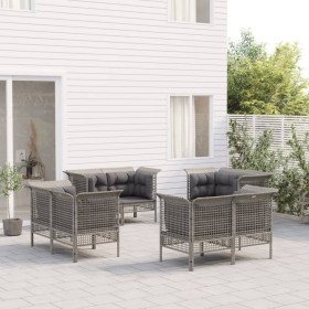 8-teiliges Gartenmöbel-Set und Kissen synthetisches Rattangrau von vidaXL, Gartensets - Ref: Foro24-3187482, Preis: 484,41 €,...