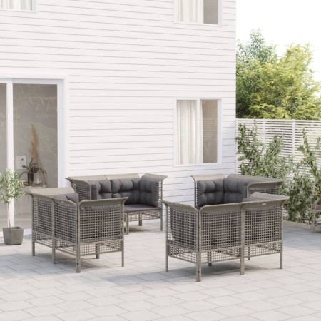 8-teiliges Gartenmöbel-Set und Kissen synthetisches Rattangrau von vidaXL, Gartensets - Ref: Foro24-3187482, Preis: 484,41 €,...