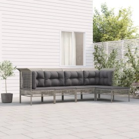 5-teiliges Gartenmöbel-Set und graue synthetische Rattankissen von vidaXL, Gartensets - Ref: Foro24-3187503, Preis: 283,89 €,...